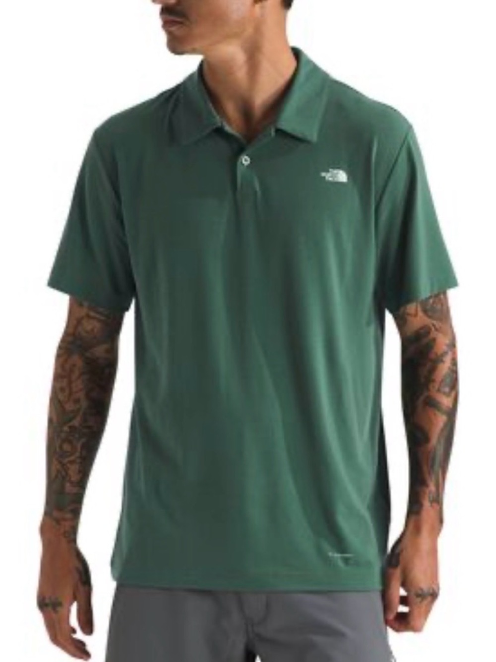 The North Face Men's Adventure Polo Green Short Sleeve Shirt Wicking Quick Dry S